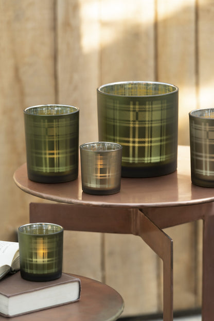 Windlicht Rechthoeken Glas Groen Medium Assortiment Van 2
