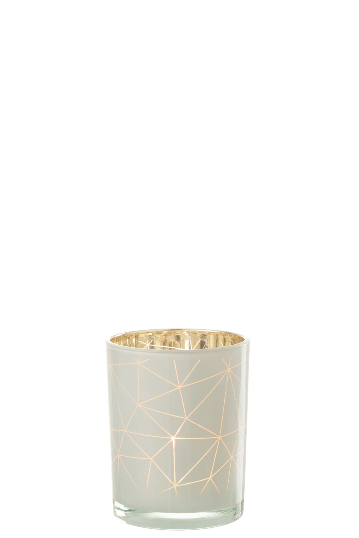 Windlicht Milano Glas Wit/Goud Medium