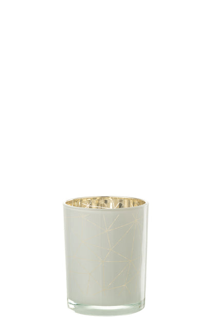 Windlicht Milano Glas Wit/Goud Medium