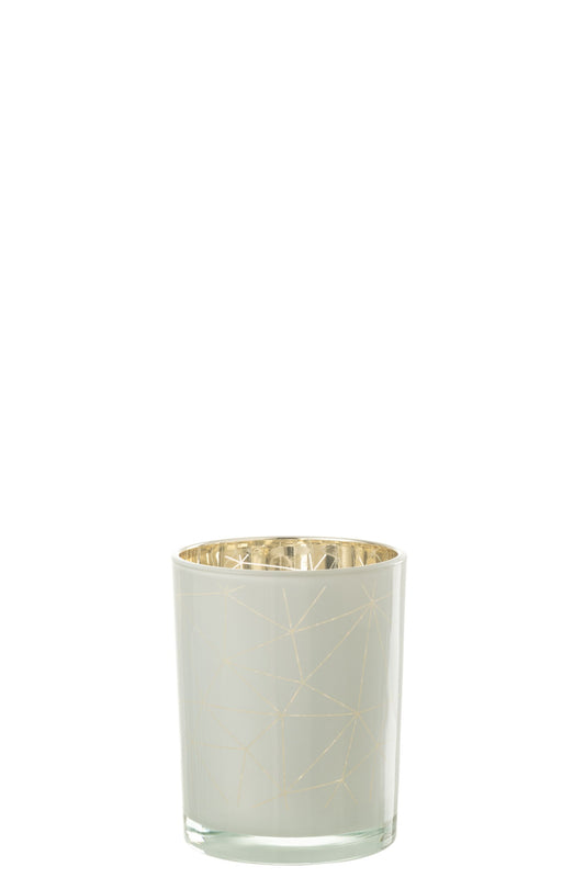 Windlicht Milano Glas Wit/Goud Medium