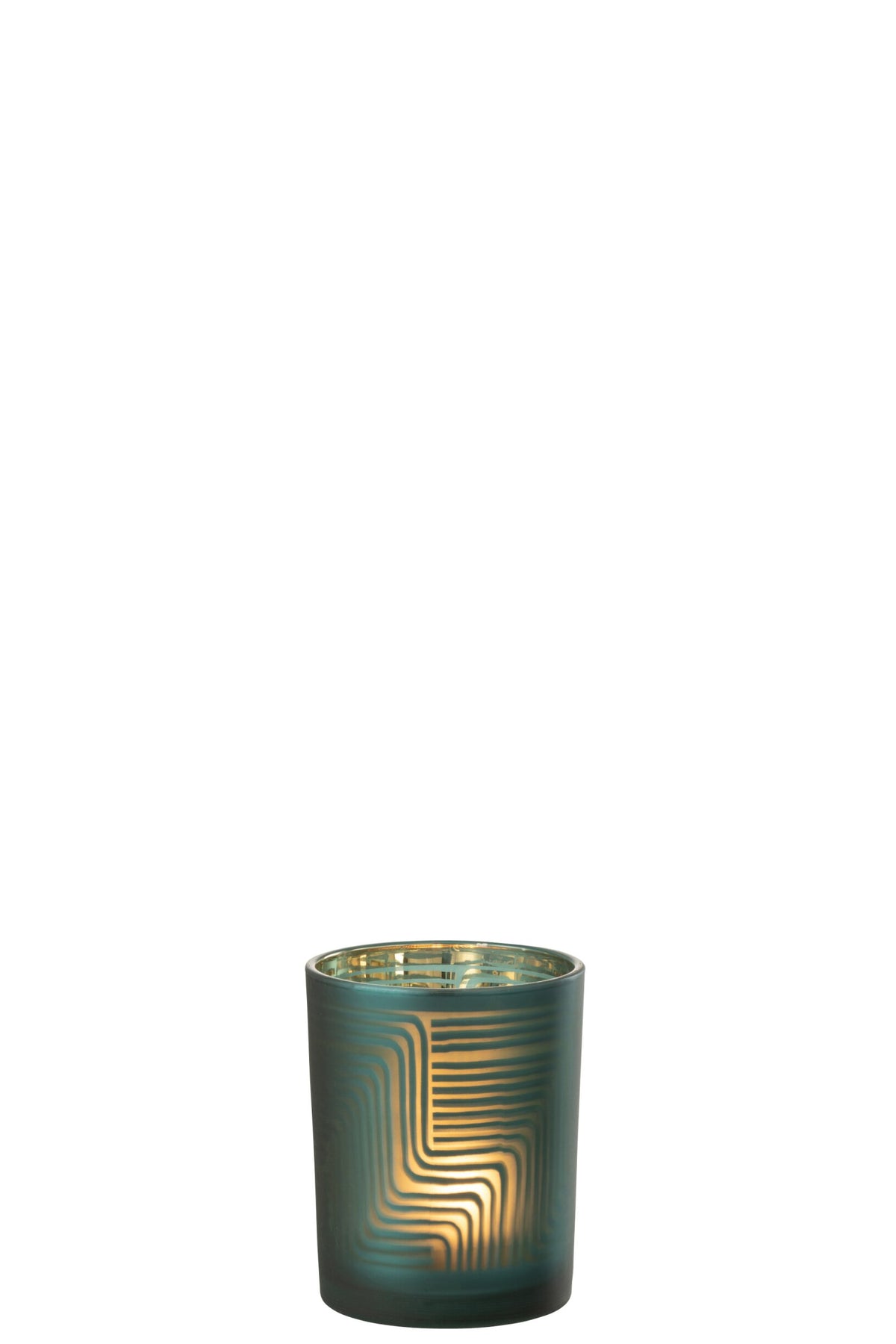 Windlicht Zigzag Glas Groen Medium