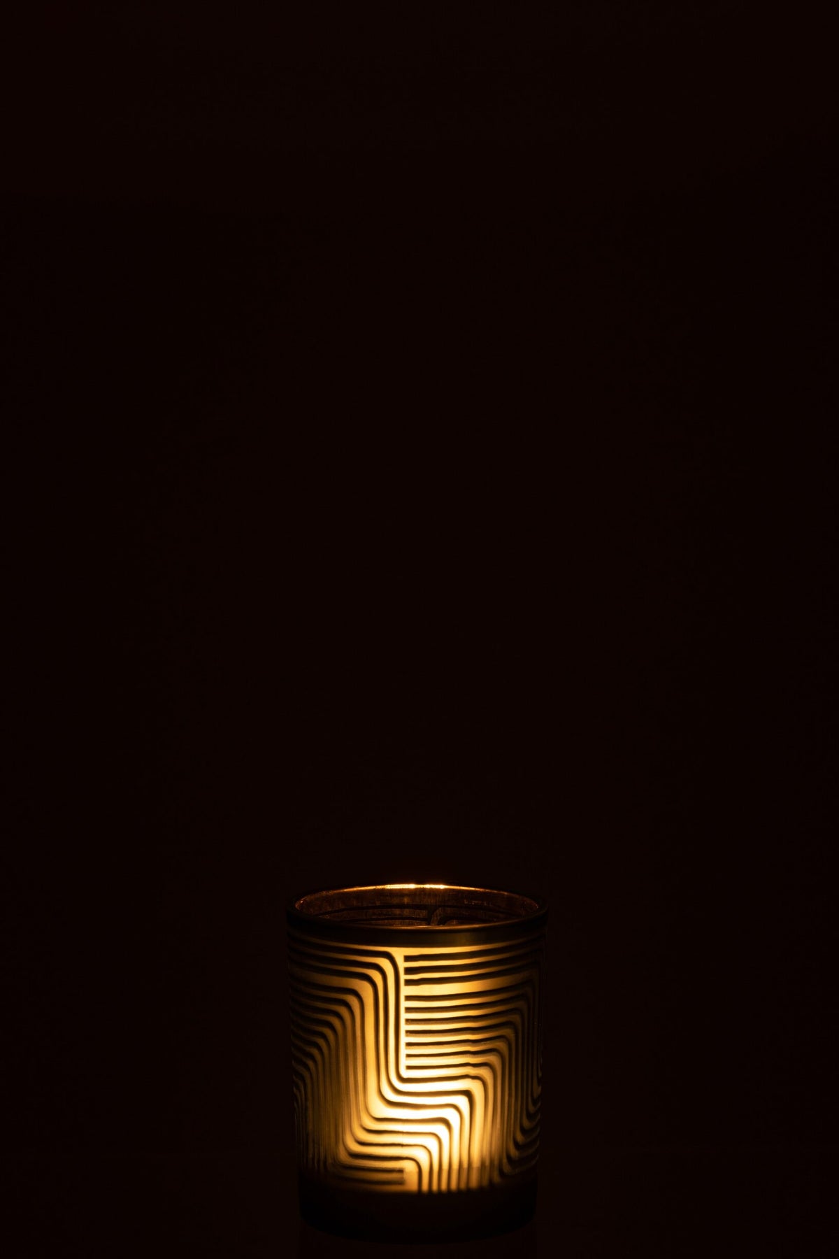 Windlicht Zigzag Glas Groen Medium