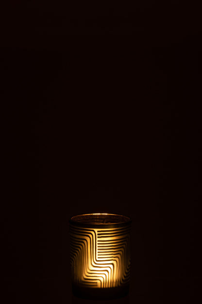 Windlicht Zigzag Glas Groen Medium