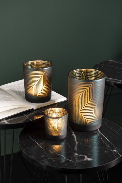 Windlicht Zigzag Glas Groen Medium