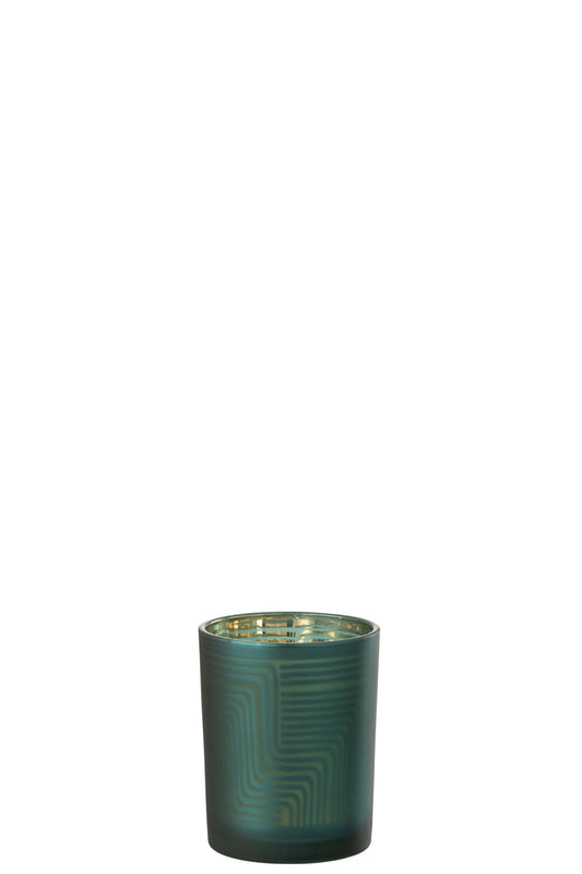 Windlicht Zigzag Glas Groen Medium