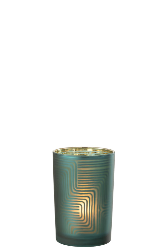 Windlicht Zigzag Glas Groen Large