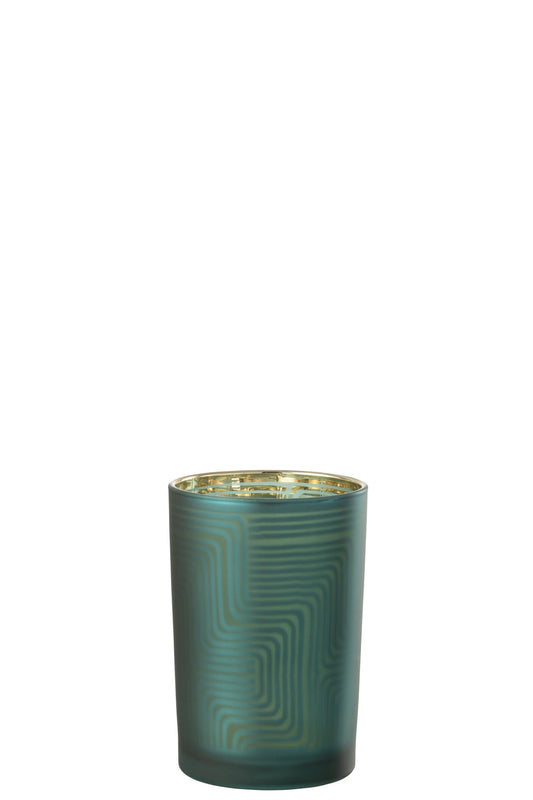 Windlicht Zigzag Glas Groen Large