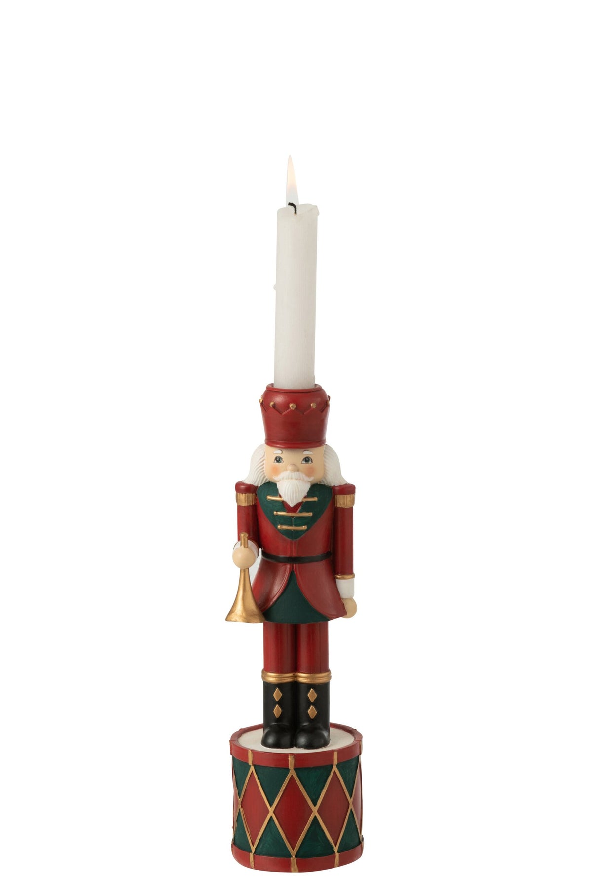 Kaarshouder Notenkraker Resine Rood/Groen Small