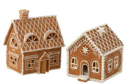 House Gingerbread Rectangle LED Poly Brown Large