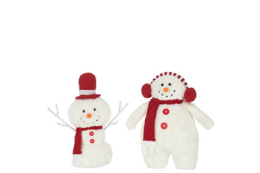 Snowman Scarf Textile White/Red Small Assortment Of 2