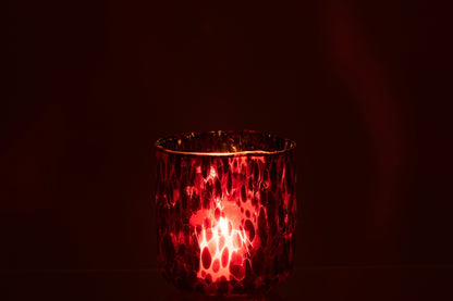 Windlicht Gevlekt Glas Rood/Zwart Medium