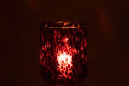 Windlicht Gevlekt Glas Rood/Zwart Large