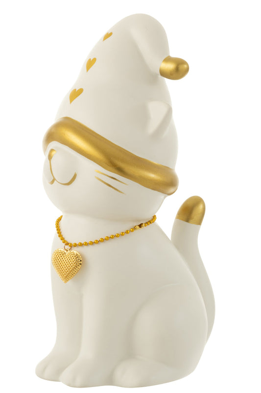 Cat Heart Hat Dolomite White/Gold Large