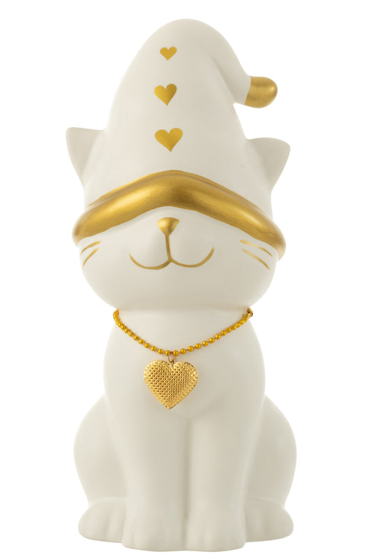 Cat Heart Hat Dolomite White/Gold Large
