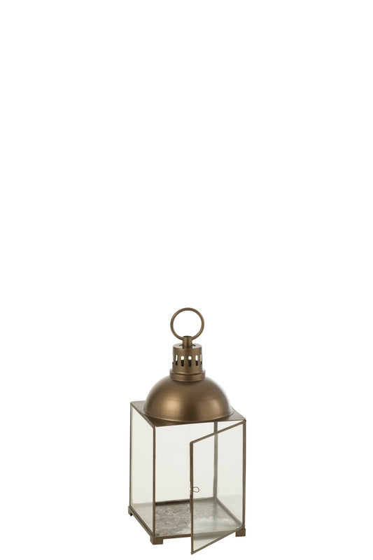 Lantaarn Hagrid Glas/Ijzer Brons Small