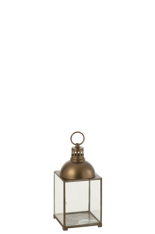 Lantaarn Hagrid Glas/Ijzer Brons Small