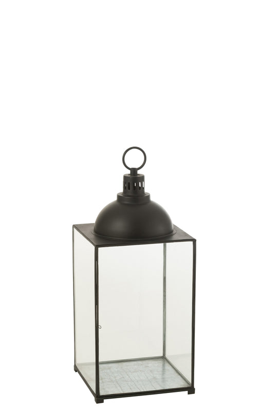 Lantaarn Hagrid Glas/Ijzer Zwart Medium