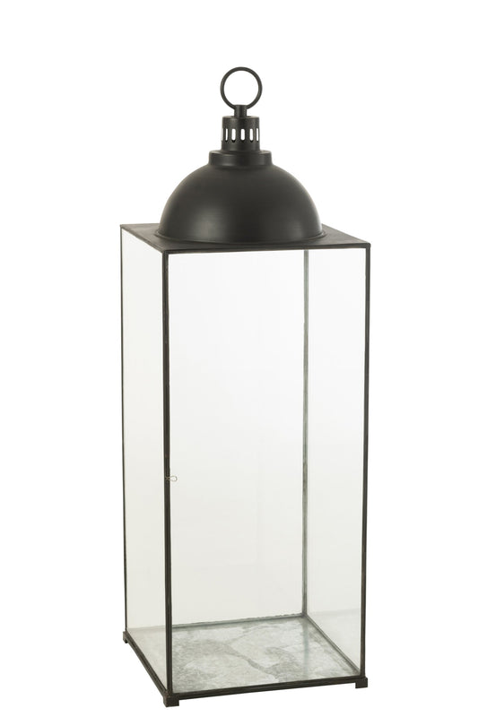 Lantaarn Hagrid Glas/Ijzer Zwart Large