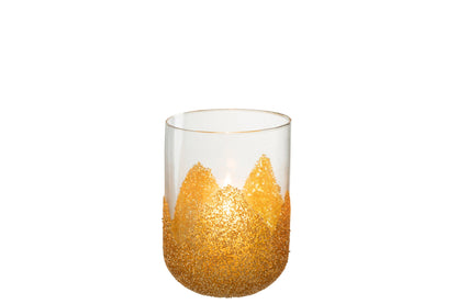 Kaarshouder Strass Glas Transparant/Goud Medium