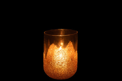Kaarshouder Strass Glas Transparant/Goud Medium
