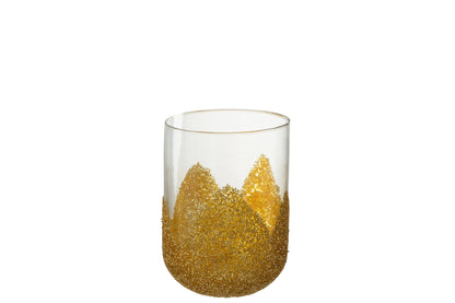 Kaarshouder Strass Glas Transparant/Goud Medium