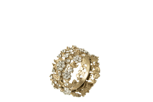 Doos 6 servetring breed metaal goud