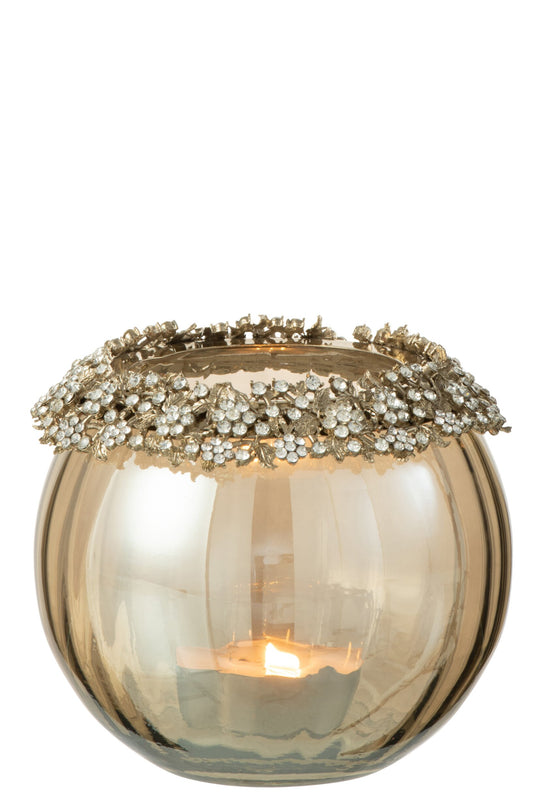 Theelichthouder Volve Metaal/Glas Goud/Brons Large