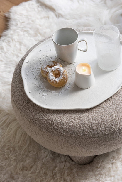 Tray Round Aluminium White Small