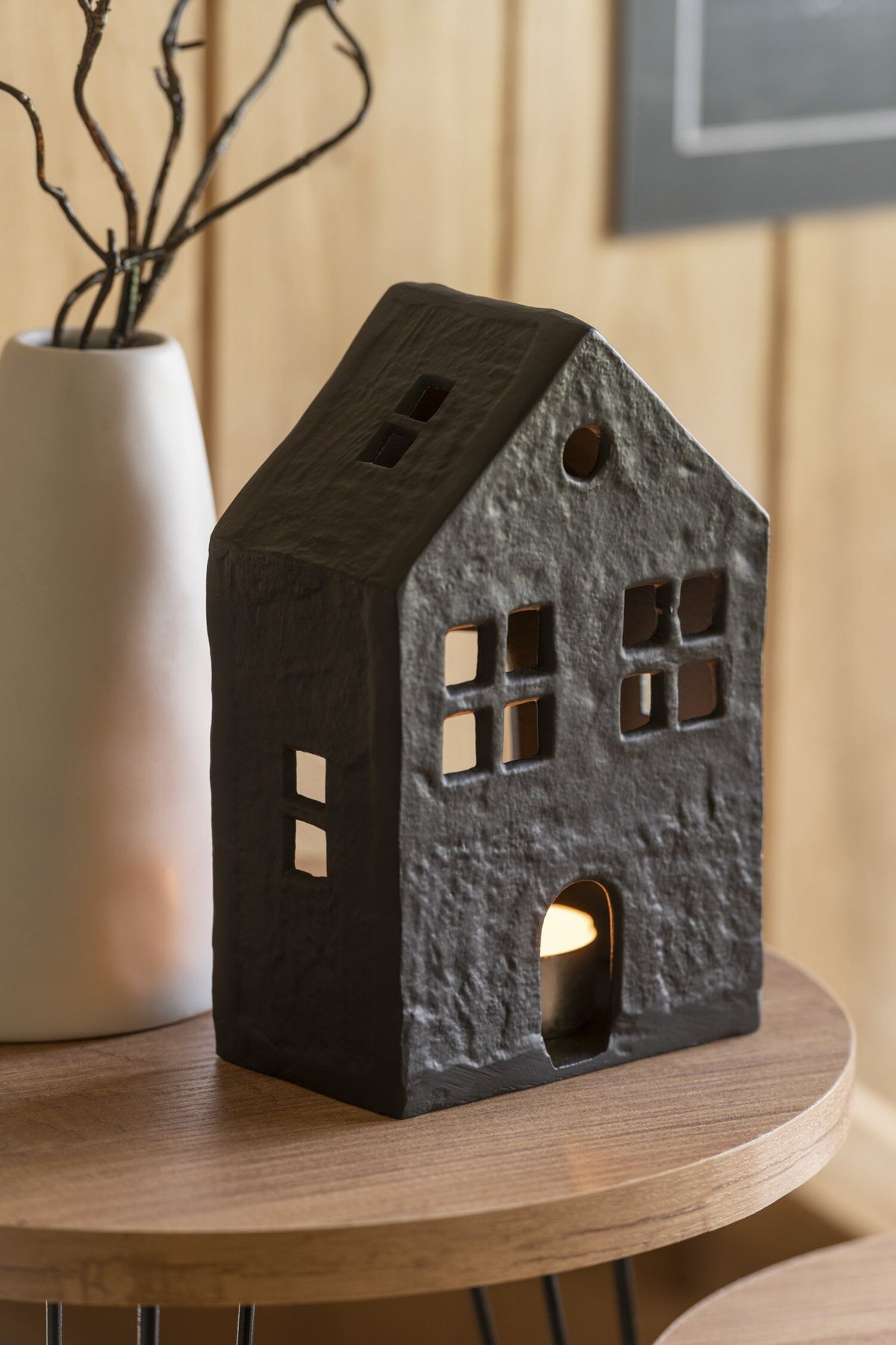 Kaarshouder Huis Aluminium Zwart