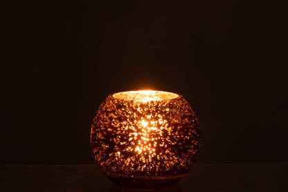 Windlicht Bol Craquele Glas Parel Effect Bruin Small