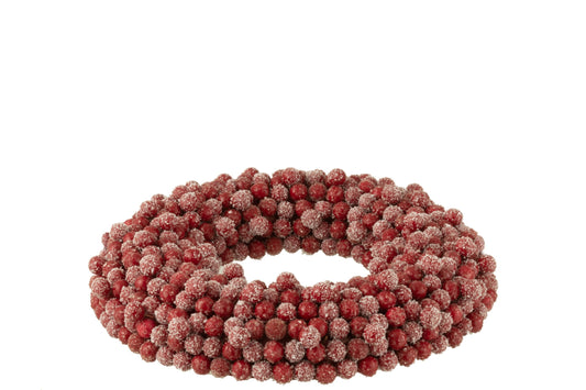 Wreath Round Berries Plastic Red Small