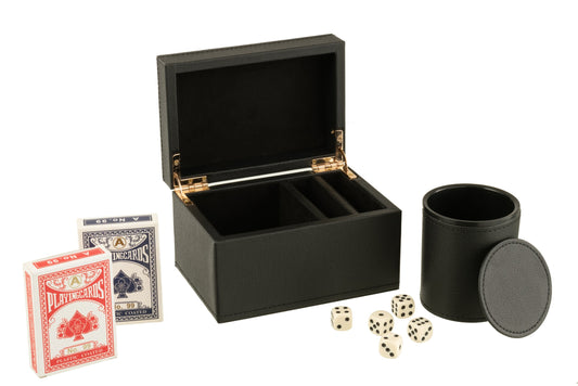 Box Card Game Fake Leather Black