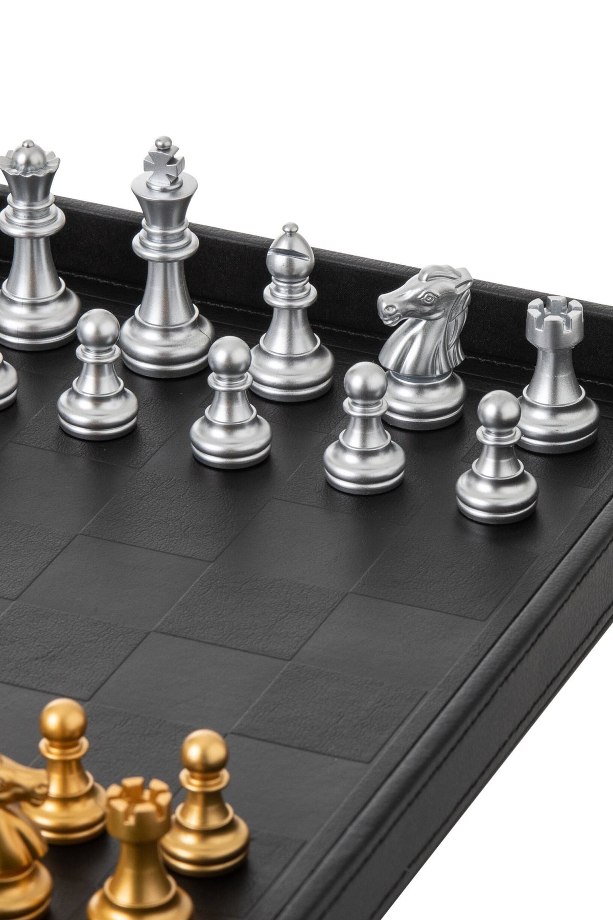 Box Card Game/Chess Game Fake Leather Black