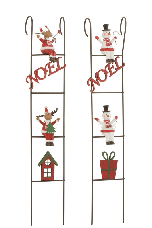 Ladder Deco Reindeer/Snowman Metal Mix Assortment Of 2