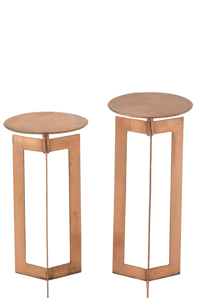 Set Of 2 Side Tables Zino High Iron Copper