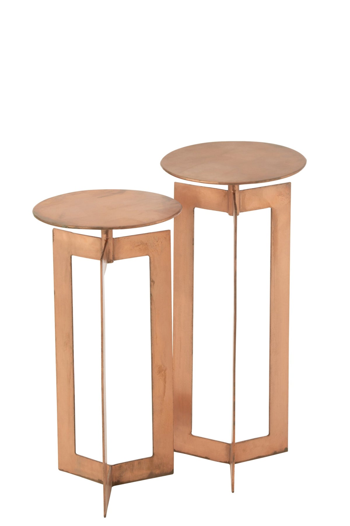 Set Of 2 Side Tables Zino High Iron Copper