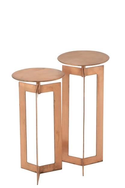 Set Of 2 Side Tables Zino High Iron Copper