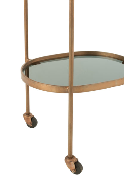 Dessert Trolley Ovale 2 Levels Iron/Glass Black/Bronze