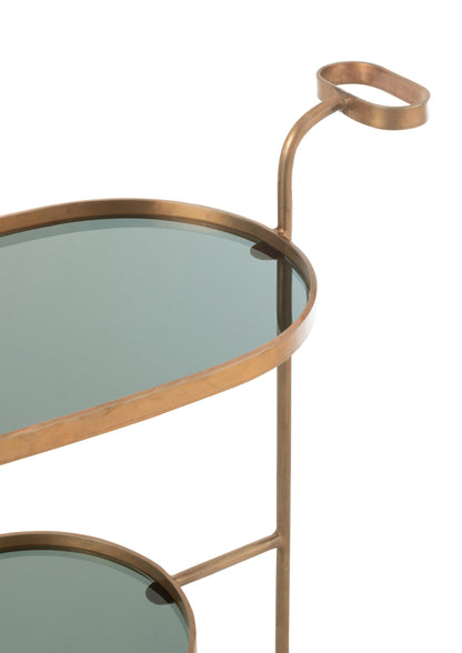 Dessert Trolley Ovale 2 Levels Iron/Glass Black/Bronze