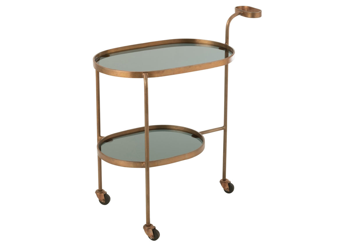 Dessert Trolley Ovale 2 Levels Iron/Glass Black/Bronze