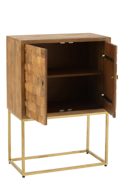 Cupboard On Foot Nino Metal/Mango Wood Natural/Gold