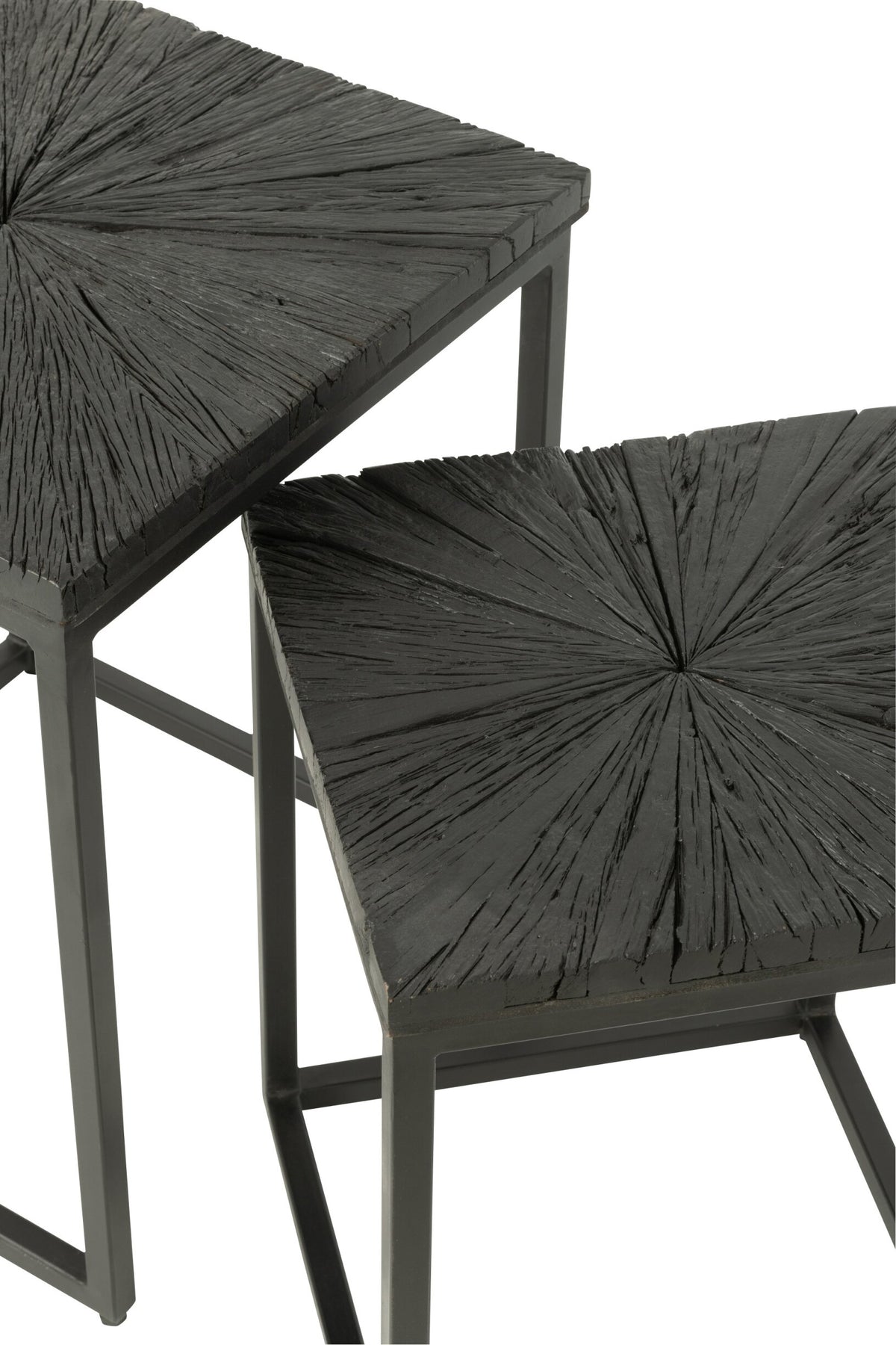 Set Of 2 Side Tables Shanil Wood/Iron Black