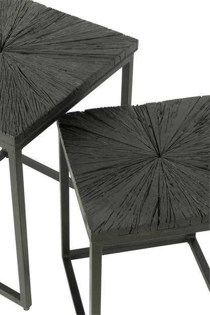 Set Of 2 Side Tables Shanil Wood/Iron Black