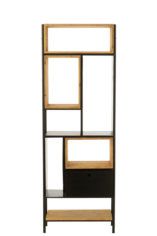 Shelf Tina Fir Wood/Iron Black/Natural Small