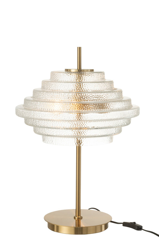 Table lamp led gold metal/glass transparent