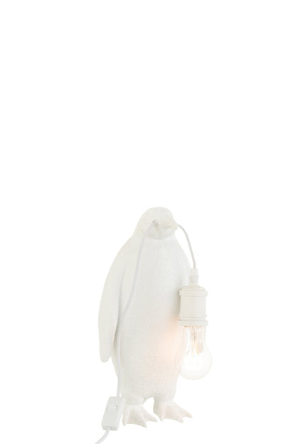 Petite lampe de table pingouin en résine blanche