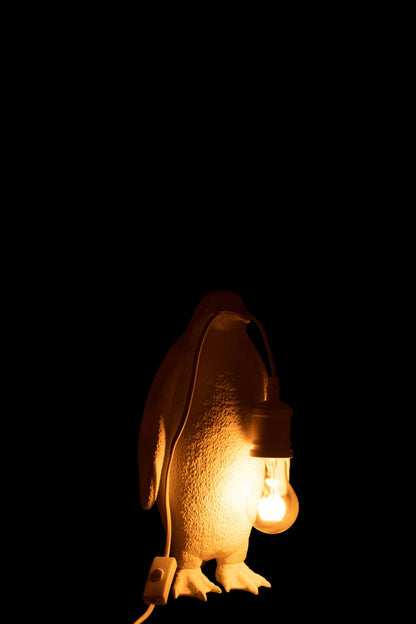 Petite lampe de table pingouin en résine blanche