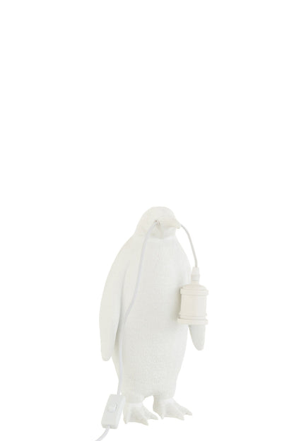 Petite lampe de table pingouin en résine blanche