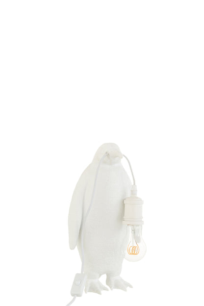Petite lampe de table pingouin en résine blanche