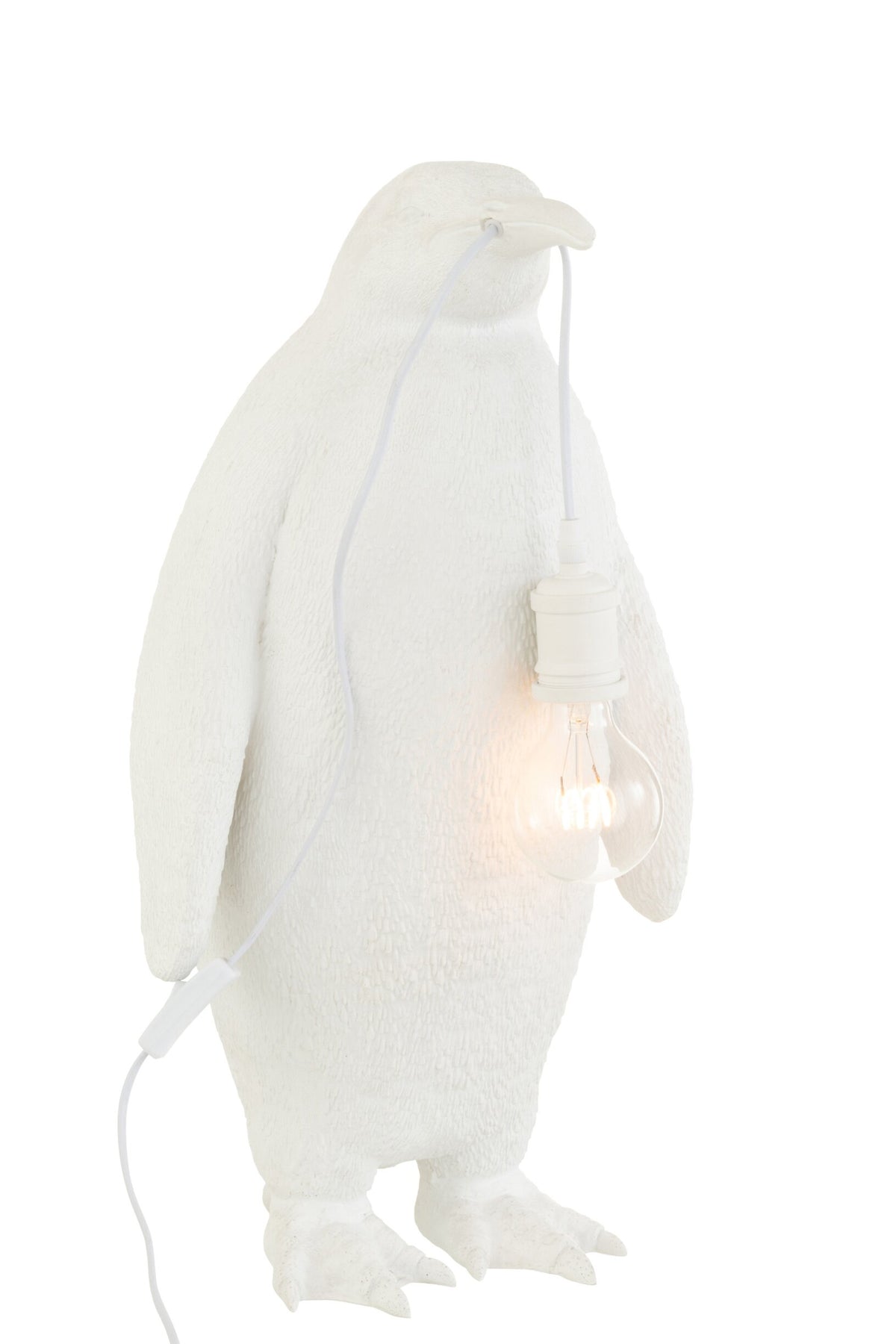 Large white resin penguin table lamp